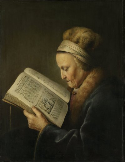 Ritratto di una vecchia che legge da Gerrit Dou